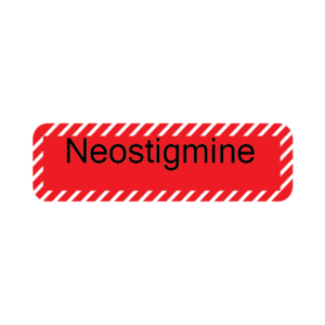 Neostigmine, 40 x 12, PAPER, Black print on Red Label with White Diagonal stripes, 800 per roll
