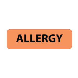 ALLERGY -  40 x 12, PAPER, Black print on Fluoro Orange Label, 800 per roll