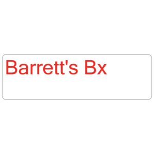 Barrett's Bx - 40 x 12, PAPER, Red print on White Label, 800 per roll
