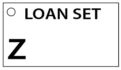 LOAN SET Z - 90 x 50, Black print on White,100 per pack with ties