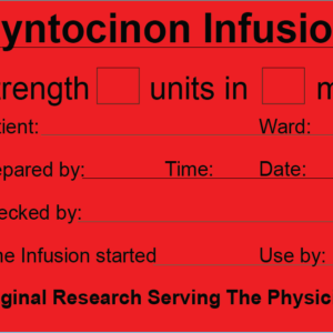 SYNTOCINON INFUSION - 100 x 80, PAPER, Black print on Red Label, 400 per roll