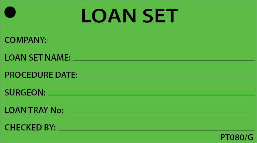 LOAN SET - 90x50mm, Black print on Green Polytag, 100 per pkt, w/ ties