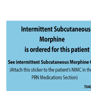 INTERMITTENT SUBCUTANEOUS- 70 x 40mm Black Print on Blue label, 500 per roll