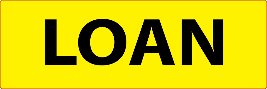 LOAN - 70 x 25, PAPER, Black print on Fluoro Yellow Label, 500 per roll