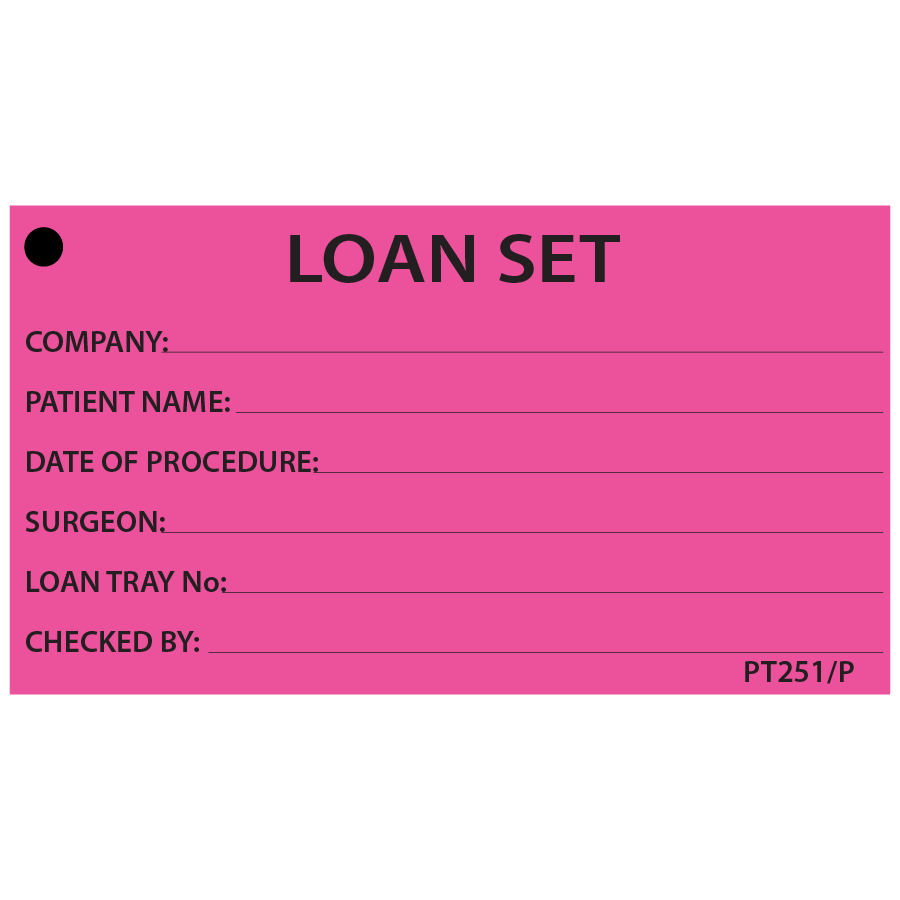 LOAN SET - 50 x 90, Black Print on Pink, Pack of 100, with ties