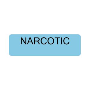 NARCOTIC , 40 x 12, Black print on Blue label, PAPER, 800 per roll