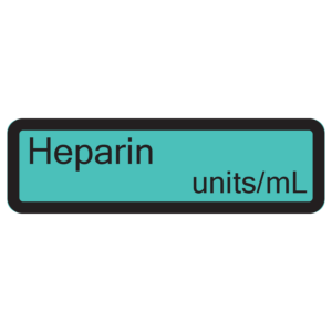 Heparin units/mL - 40 x 12, PAPER, Black print on Teal Label, with Black Border, 800 per roll