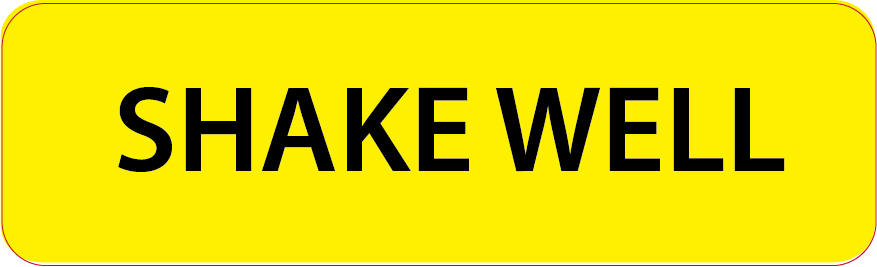 SHAKE WELL - 40 x 12 , PAPER, Black print on Fluoro Yellow Label, 800 per roll