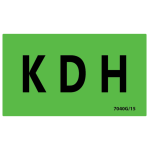 KDH - Black on Fluoro Green, 70 x 40, 500 Per Roll