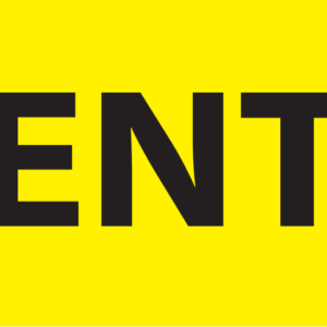 ENT - 43mm x 55mm, PAPER, Black print on Yellow label, 400 per roll