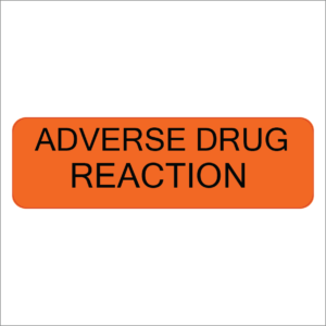 ADVERSE DRUG REACTION - 40 x 12, PAPER, Black print on Orange Label, 800 per roll