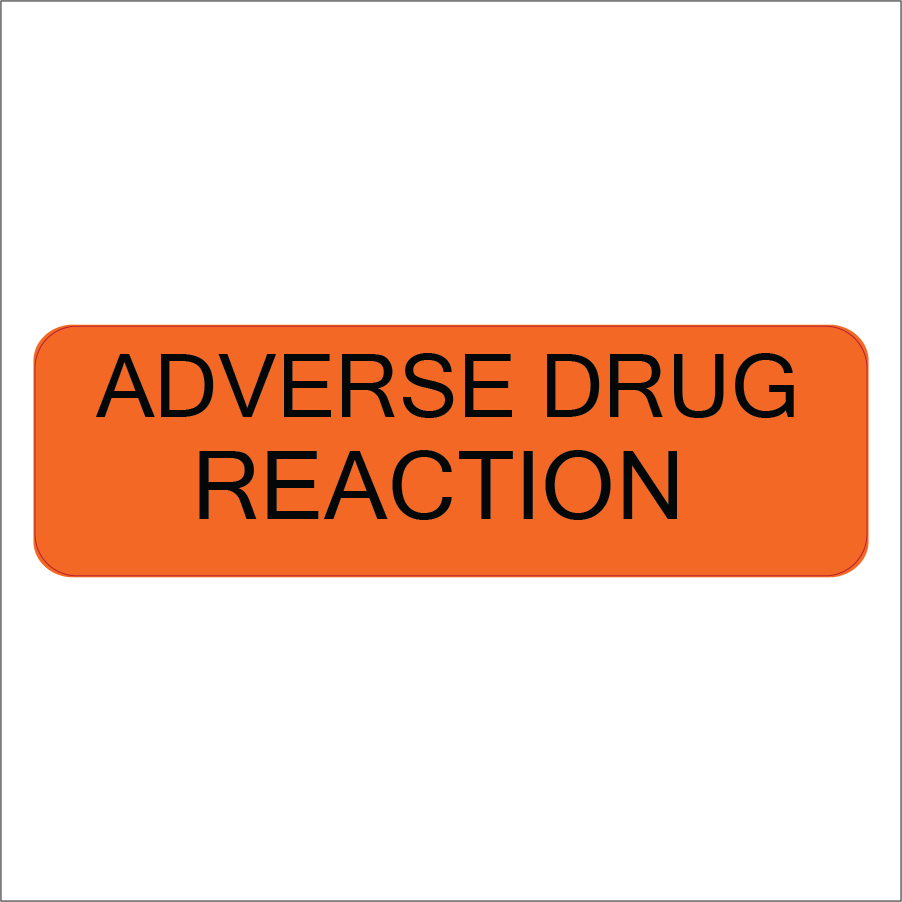 ADVERSE DRUG REACTION - 40 x 12, PAPER, Black print on Orange Label, 800 per roll