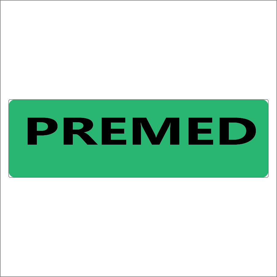 PREMED - 40 x 12 , PAPER, Black print on Fluoro Green Label, 800 per roll