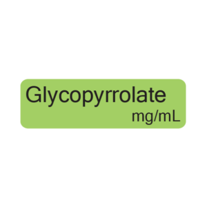 Glycopyrrolate, 40 x 12, PAPER, Black print on Green Label, 800 per roll