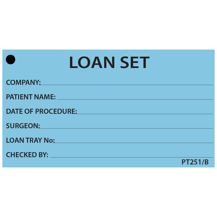 LOAN SET - 50 x 90, Black Print on Blue, Pack of 100, with Ties