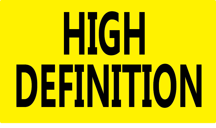 HIGH DEFINITION - Black print on Fluoro Yellow label, 70 x 40, 500 per roll