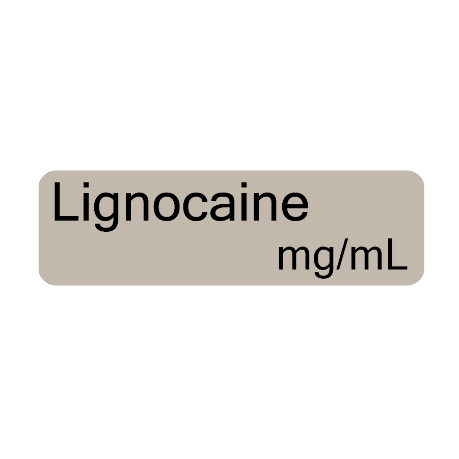 Lignocaine mg/mL - 40 x 12, PAPER, Black print on Grey Label, 800 per roll