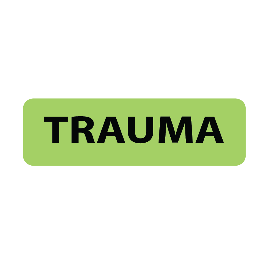 TRAUMA - 40 x 12, PAPER, Black print on Green Label, 800 per roll