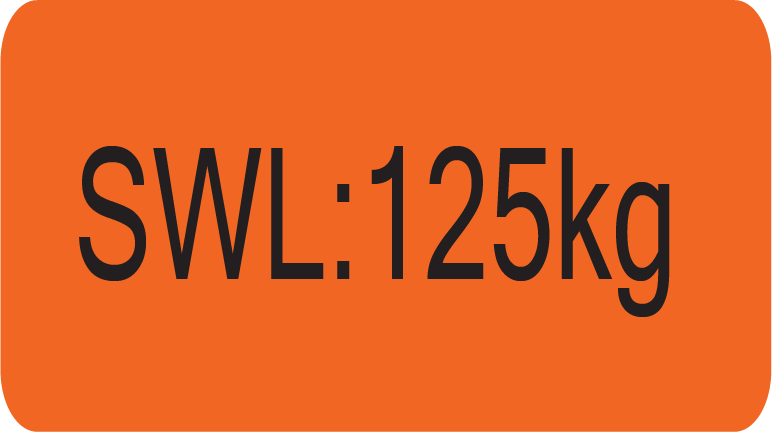 SWL : 125kg, 70 x 25, PAPER, Black Print on Fluoro Orange, 500 per roll