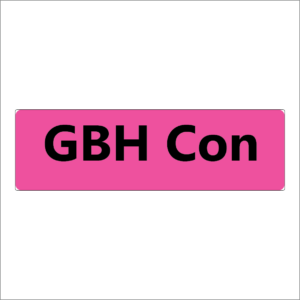 GBH Con - 40 x 12 , PAPER, Black print on Fluoro Pink Label, 800 per roll