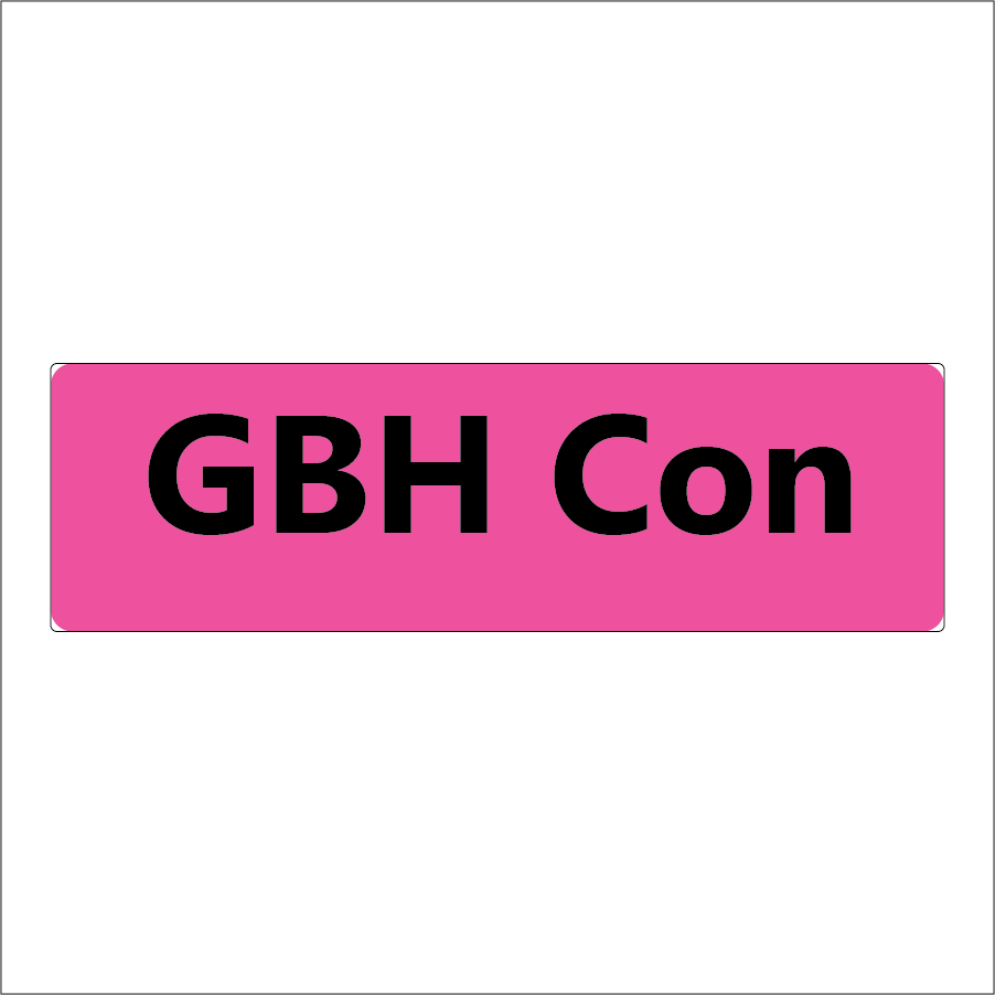 GBH Con - 40 x 12 , PAPER, Black print on Fluoro Pink Label, 800 per roll