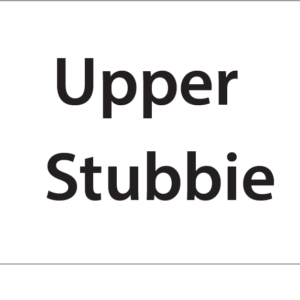 Upper stubbie -27mm x 36mm Black Print on White Label, 400 per roll