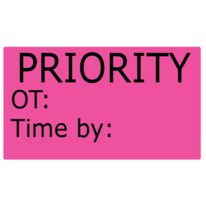 PRIORITY - 70x40mm, Paper, Black Print on Fluoro Pink, 500/roll