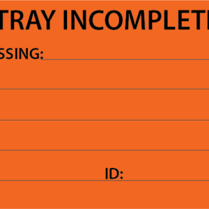 TRAY INCOMPLETE - 50 x 90, Black print on Orange, 100 per pack with ties