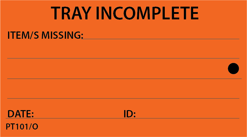 TRAY INCOMPLETE - 50 x 90, Black print on Orange, 100 per pack with ties