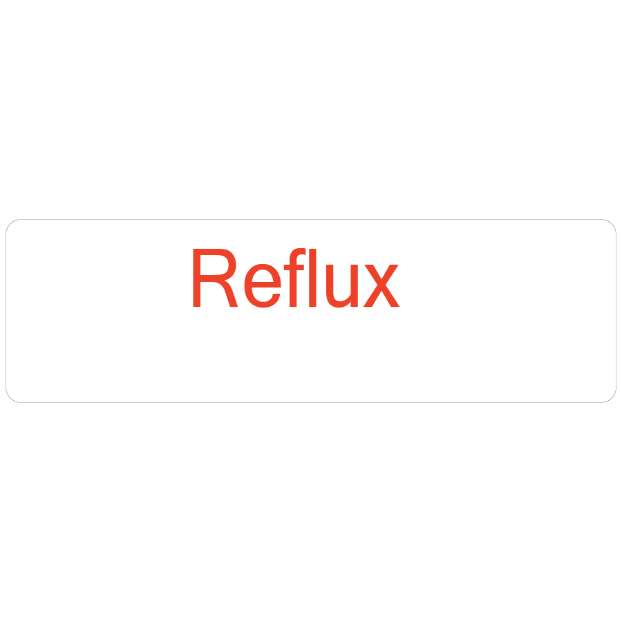 Reflux- 40 x 12, PAPER, Red print on White Label. 800 per roll