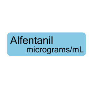 Alfentanil micrograms/mL,  40 x 12, PAPER, Black print on Blue Label, 800 per roll