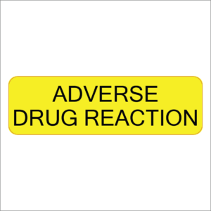 ADVERSE DRUG REACTION - 40 x 12, PAPER, Black print on Fluoro Yellow Label, 800 per roll
