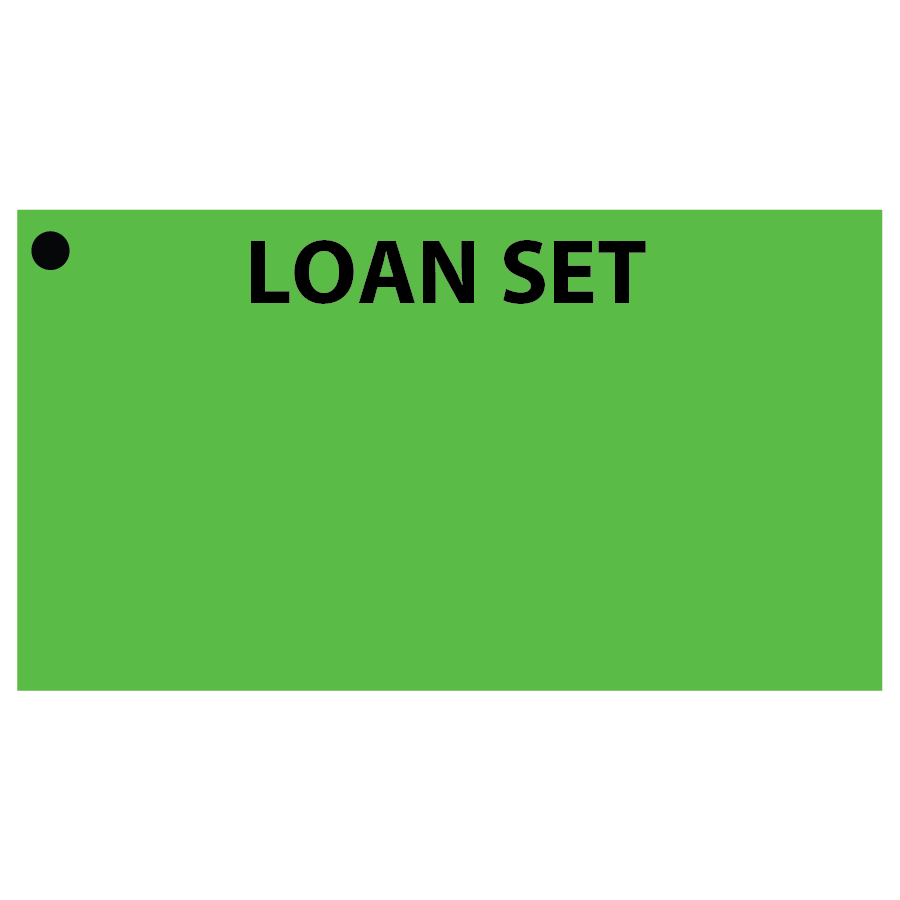 LOAN SET - 50 x 90, Black Print on Green, 100 per pack with ties