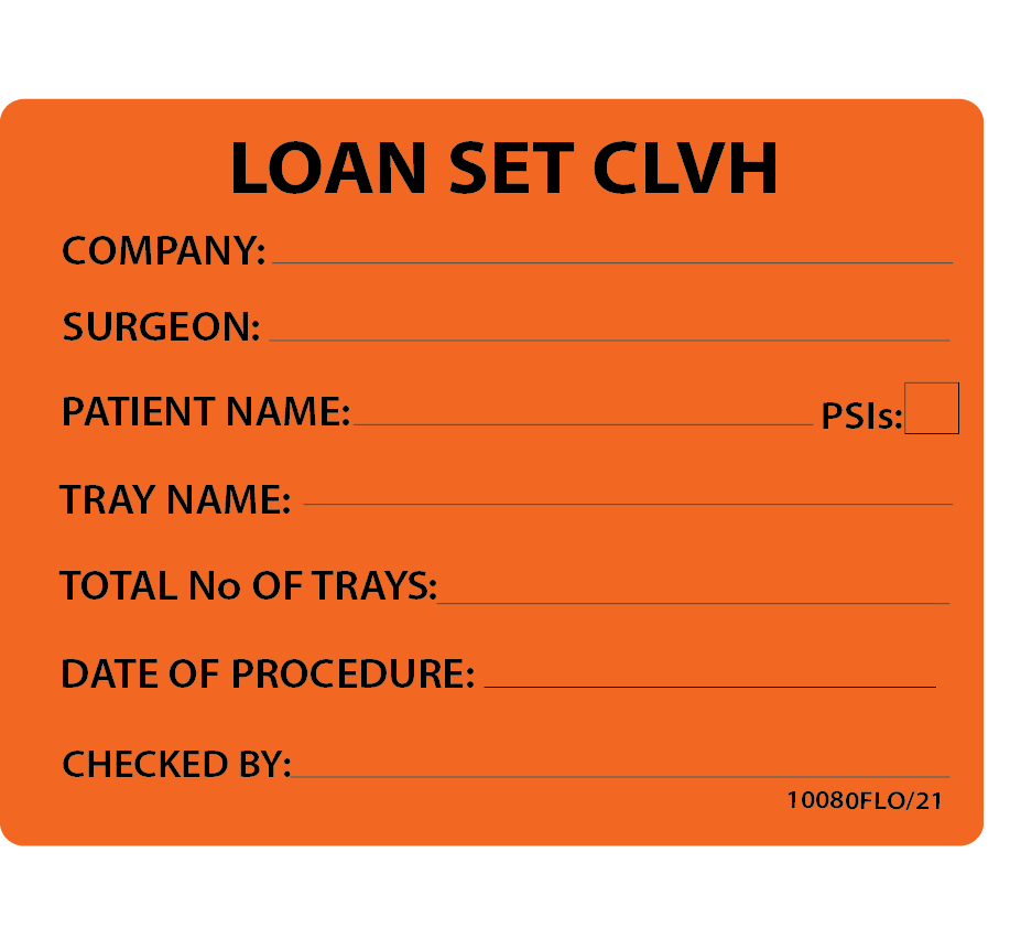 LOAN SET CLVH - 100 x 80, PAPER, Black print on Fluoro Orange label , 400 per roll.