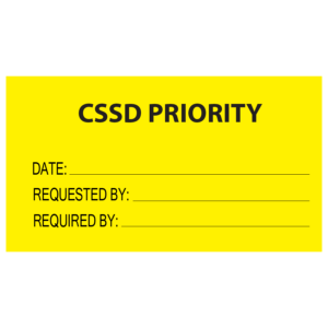 CSSD PRIORITY - 50 x 90, Black Print on Yellow, 100 per pack with ties