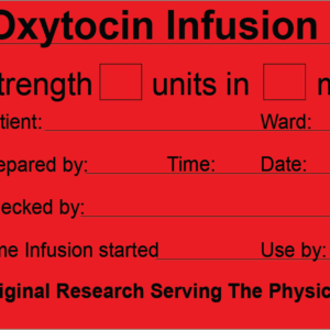 OXYTOCIN INFUSION - 100 x 80, PAPER, Black print on Red Label, 400 per roll