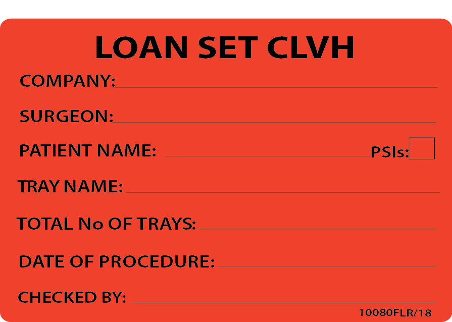 LOAN SET CLVH - Black on Fluoro Red, 100 x 80mm, 400 per roll