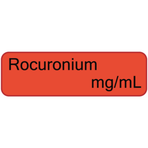 Rocuronium mg/mL, 40 x 12, PAPER, Black print on Red Label, 800 per roll