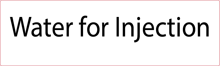 Water for Injection - 40 x 12, Black print on White Label Paper with acrylic permanent adhesive 100 per box, Gamma Sterlised