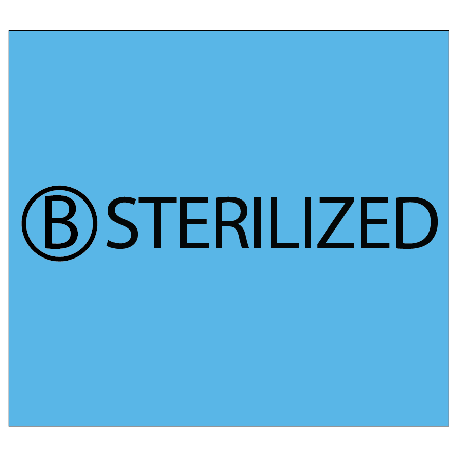 STERILIZED LABEL - Black print on Blue Label 1500/rl