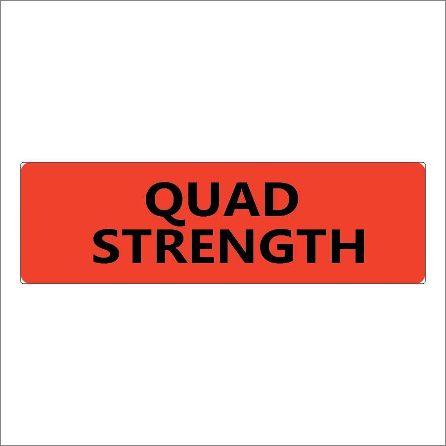 Quad Strength - 40 x 12 , PAPER, Black print on Fluoro Red Label, 800 per roll