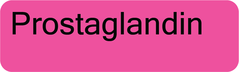 Prostaglandin- 40 x 12, PAPER, Black print on fluoro pink Label, 800 per roll