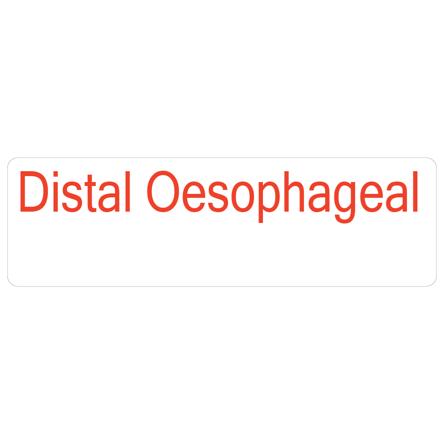 Distal Oesophageal - 40 x 12, PAPER, Red print on White Label, 800 per roll