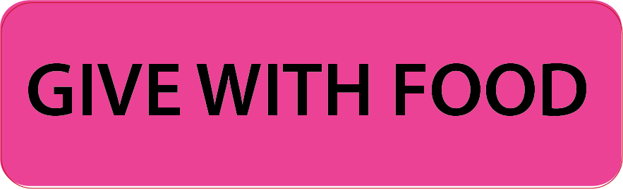 GIVE WITH FOOD- 40 x 12 , PAPER, Black print on Fluoro Pink Label, 800 per roll