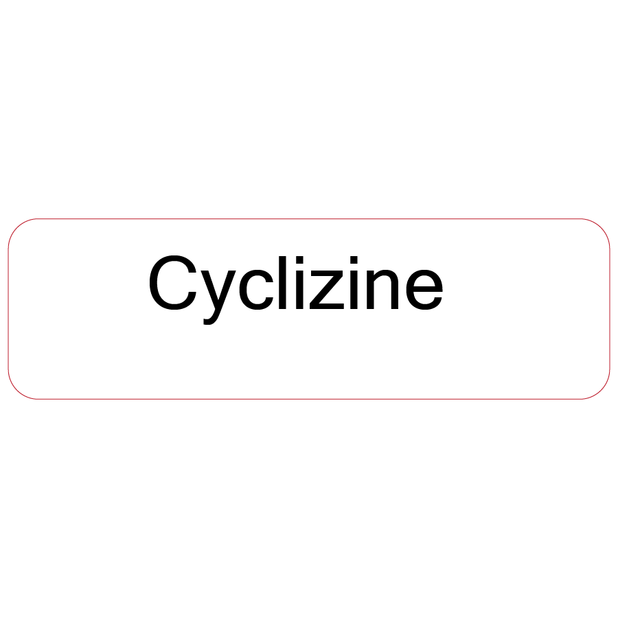 Cyclizine - 40 x 12, PAPER, Black print on White Label, 800 per roll