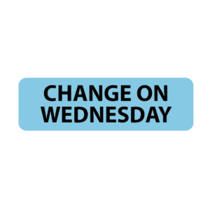 CHANGE ON WEDNESDAY - 40 x 12, PAPER, Black print on Blue Label, 800 per roll