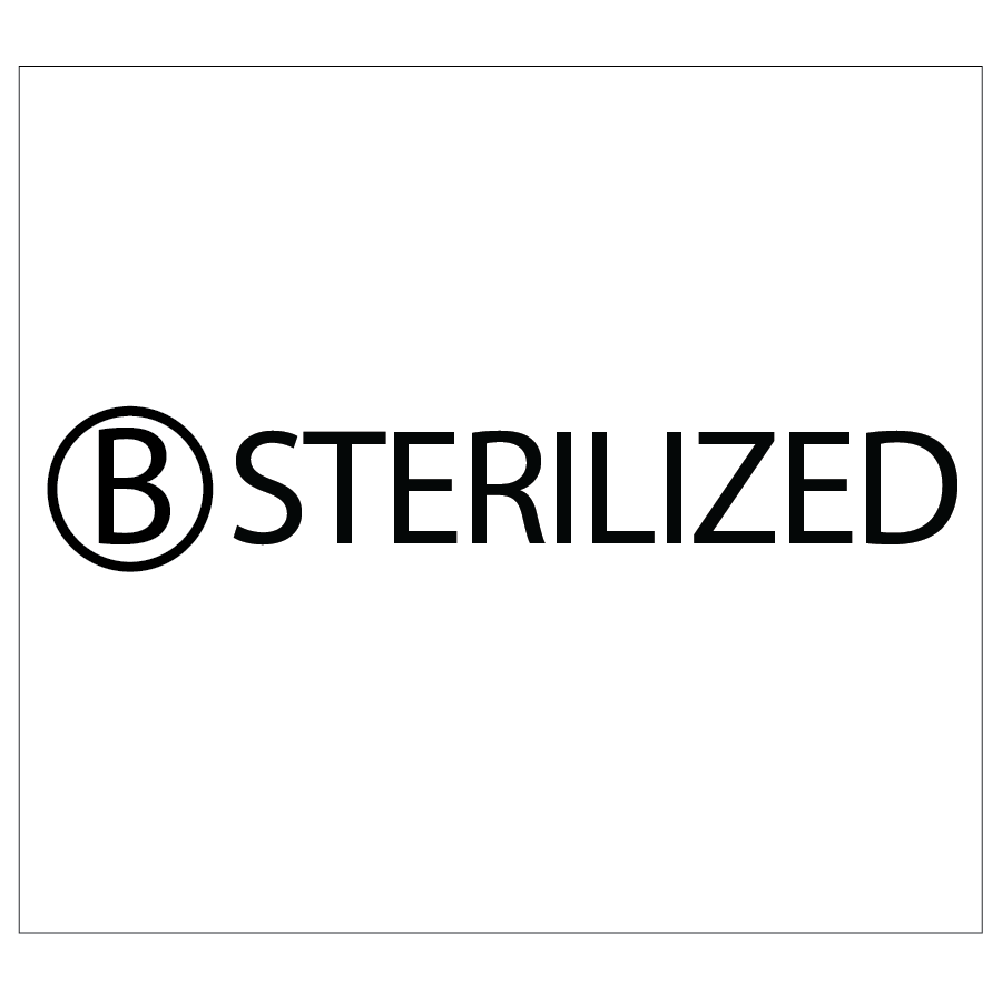 STERILIZED LABEL - Black print on White Label 1500/rl