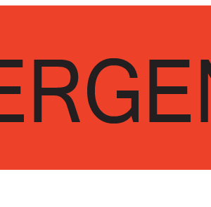 EMERGENCY- 40 x 12 , PAPER, Black print on  Fluoro Red Label, 800 per roll