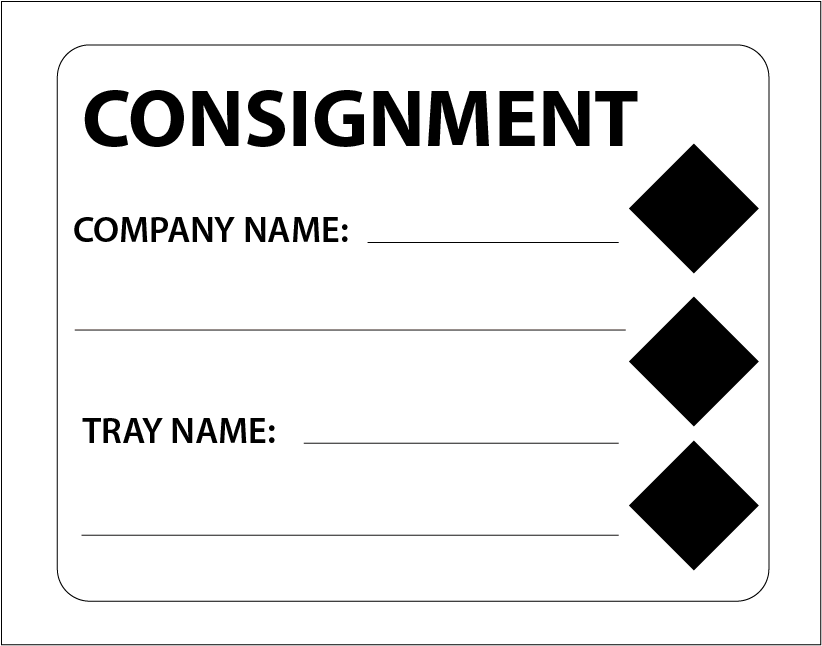 CONSIGNMENT (DIAMONDS) - 43mm x 55mm, PAPER, Black print on White label, 400 per roll