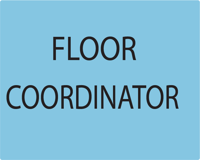 FLOOR COORDINATOR - PAPER, 100 x 80, Black Print on Blue Label, 400 per roll